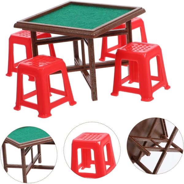 Set mobili in miniatura per casa delle bambole VICASKY con tavolo in mogano e 4 sedie