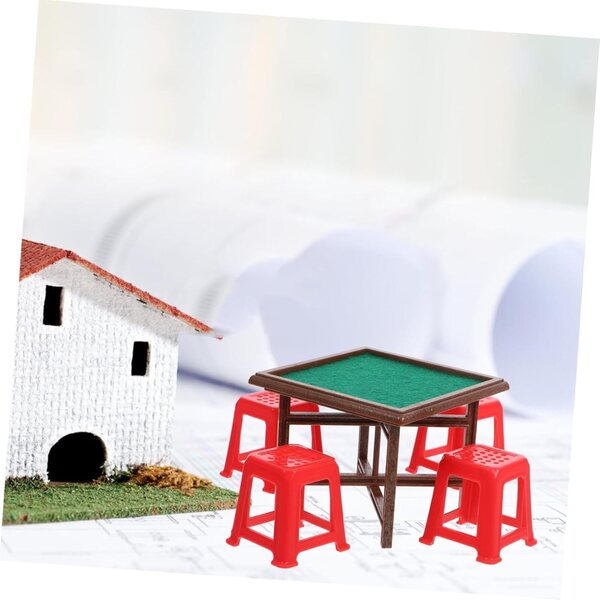 Set mobili in miniatura per casa delle bambole VICASKY con tavolo in mogano e 4 sedie