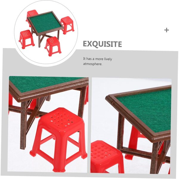 Set mobili in miniatura per casa delle bambole VICASKY con tavolo in mogano e 4 sedie