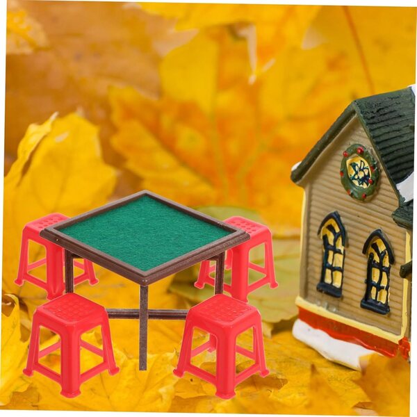 Set mobili in miniatura per casa delle bambole VICASKY con tavolo in mogano e 4 sedie