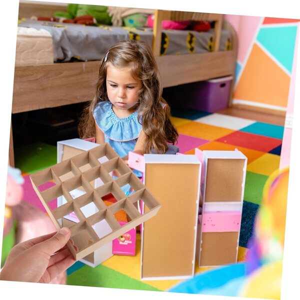 VICASKY Mini Vetrina per Casa delle Bambole, Scaffale 16 Scomparti in MDF