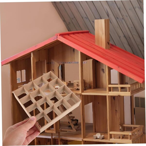 VICASKY Mini Vetrina per Casa delle Bambole, Scaffale 16 Scomparti in MDF