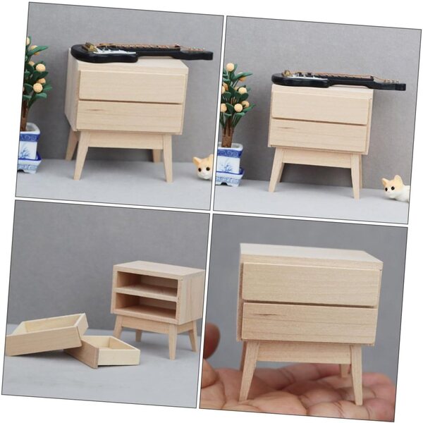 VICASKY Mini-Kleiderschrank aus Holz für Puppenhaus – handgefertigte dekorative Möbel