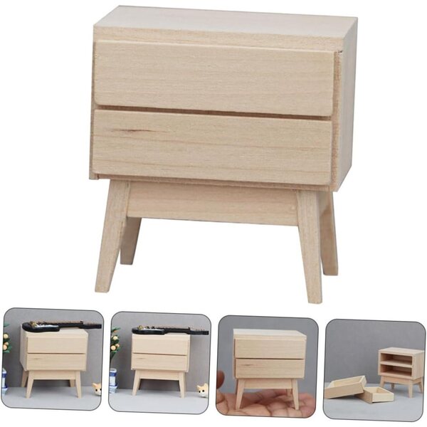 VICASKY Mini-Kleiderschrank aus Holz für Puppenhaus – handgefertigte dekorative Möbel