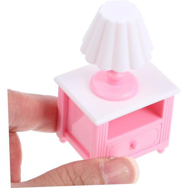 VICASKY Set Mobili Miniatura Casa delle Bambole 1:12 con Specchio e Letto Rosa