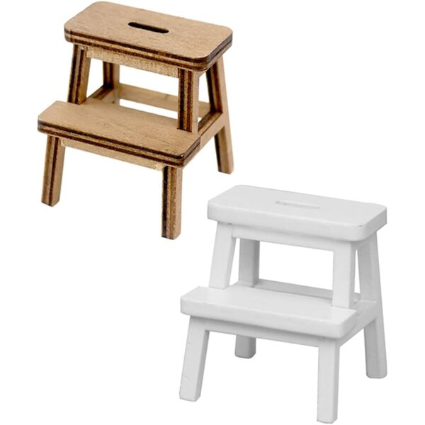 VICASKY Mini-Vintage-Holzhocker für Puppenhaus – Set bestehend aus 2 Stück