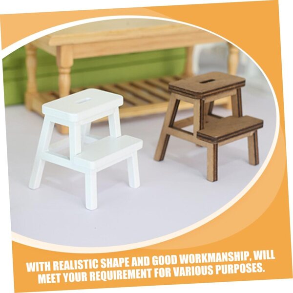 VICASKY Mini-Vintage-Holzhocker für Puppenhaus – Set bestehend aus 2 Stück