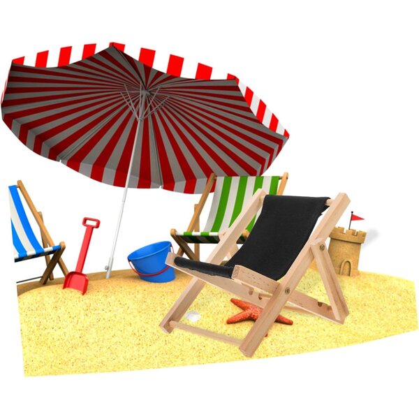 VICASKY Miniatur-Strandstuhl aus Holz für Puppenhaus-Dekoration