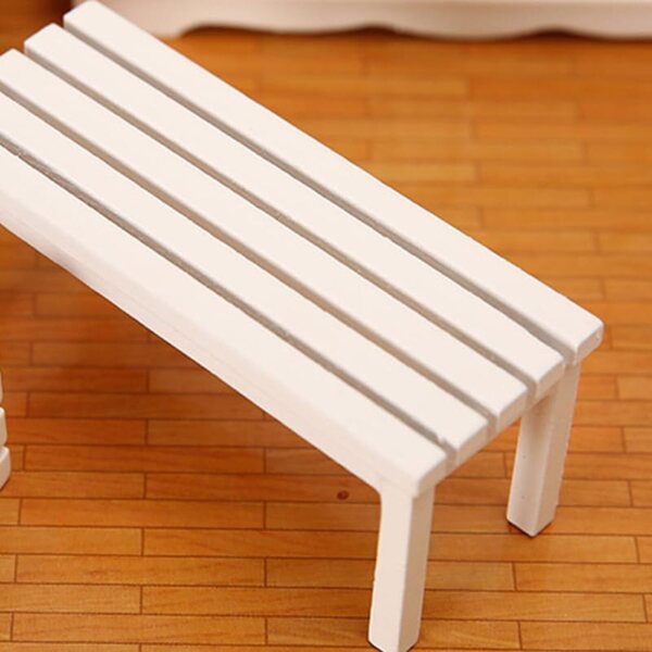 ibasenice 2 panche in legno bianco miniatura 9x3,7x3,6 cm per casa delle bambole e giardino fatato