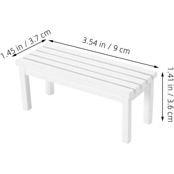 ibasenice 2 panche in legno bianco miniatura 9x3,7x3,6 cm per casa delle bambole e giardino fatato