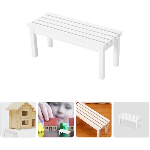 ibasenice 2 panche in legno bianco miniatura 9x3,7x3,6 cm per casa delle bambole e giardino fatato