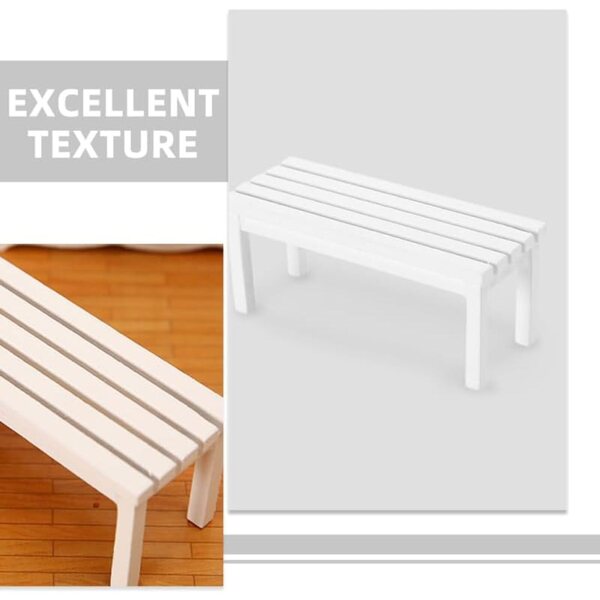 ibasenice 2 panche in legno bianco miniatura 9x3,7x3,6 cm per casa delle bambole e giardino fatato