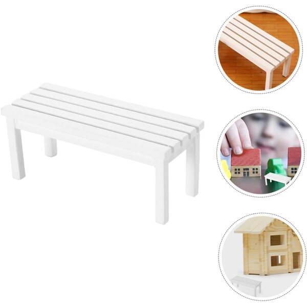 ibasenice 2 panche in legno bianco miniatura 9x3,7x3,6 cm per casa delle bambole e giardino fatato