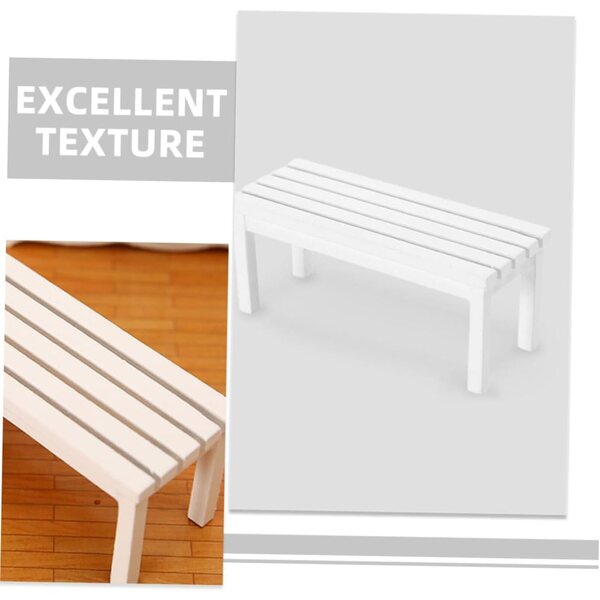 ibasenice 2 panche in legno bianco miniatura 9x3,7x3,6 cm per casa delle bambole e giardino fatato