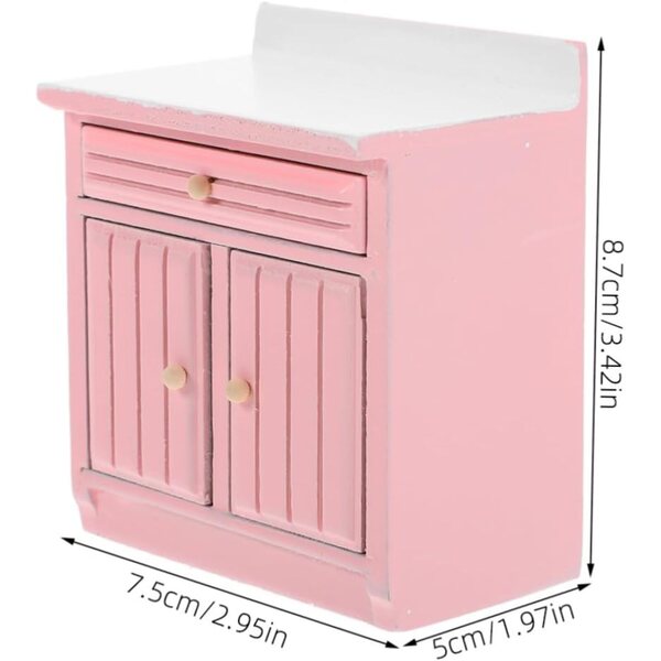 VICASKY Armadietto Cucina Miniatura in Legno Rosa per Casa delle Bambole
