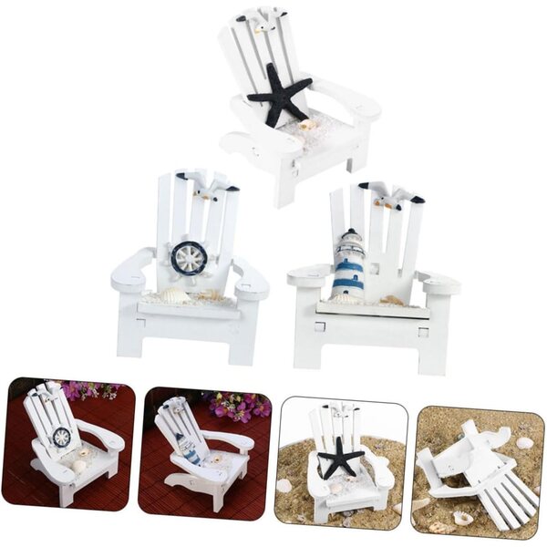 ABOOFAN Set 3 Mini Sedie da Spiaggia in Legno per Decorazioni Casa delle Bambole