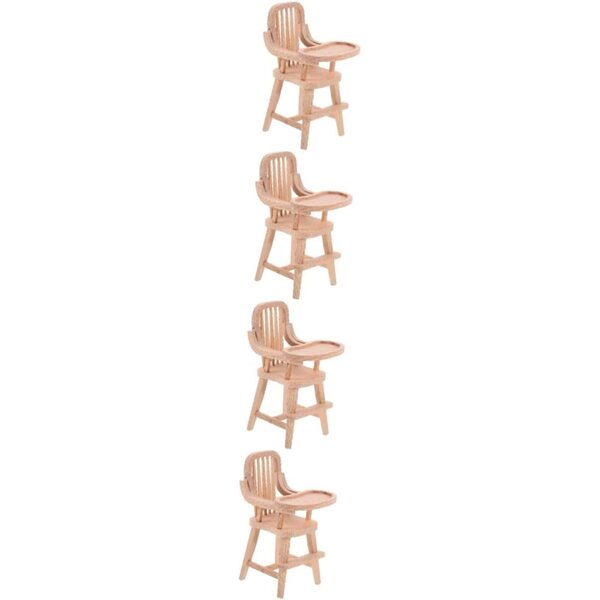 VICASKY 4 Miniatur-Hochstühle aus Holz für Puppenhäuser und Dekorationen