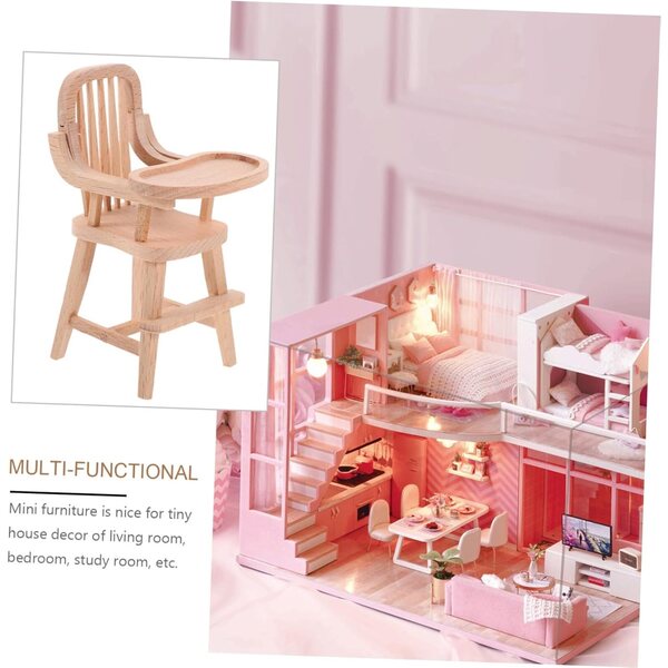 VICASKY 4 Miniatur-Hochstühle aus Holz für Puppenhäuser und Dekorationen