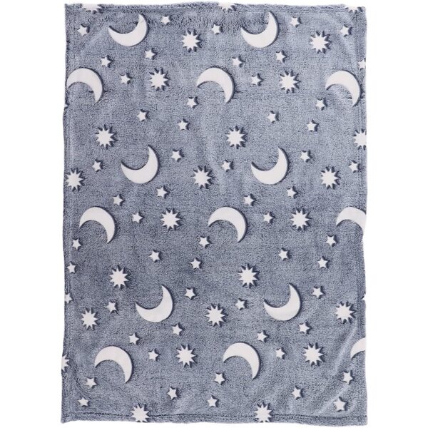 Coperta luminosa in poliestere 1,52x1 m da bambino, morbida e calda grigio blu