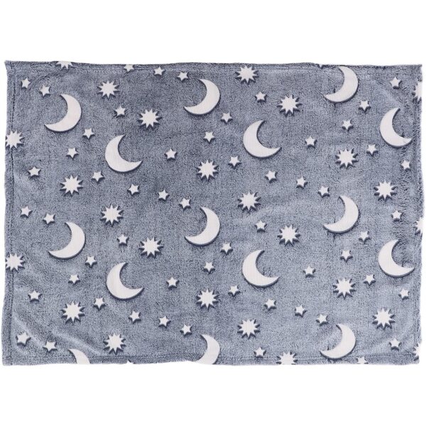 Coperta luminosa in poliestere 1,52x1 m da bambino, morbida e calda grigio blu