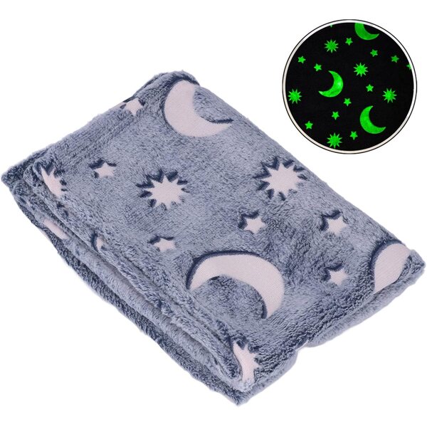 Coperta luminosa in poliestere 1,52x1 m da bambino, morbida e calda grigio blu
