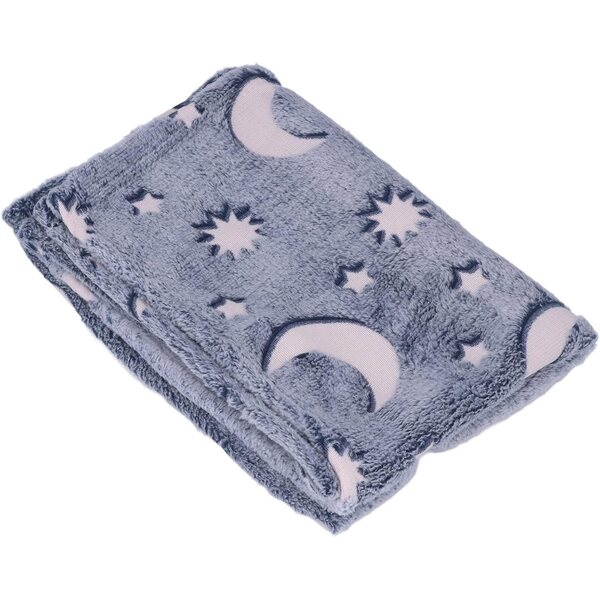 Coperta luminosa in poliestere 1,52x1 m da bambino, morbida e calda grigio blu