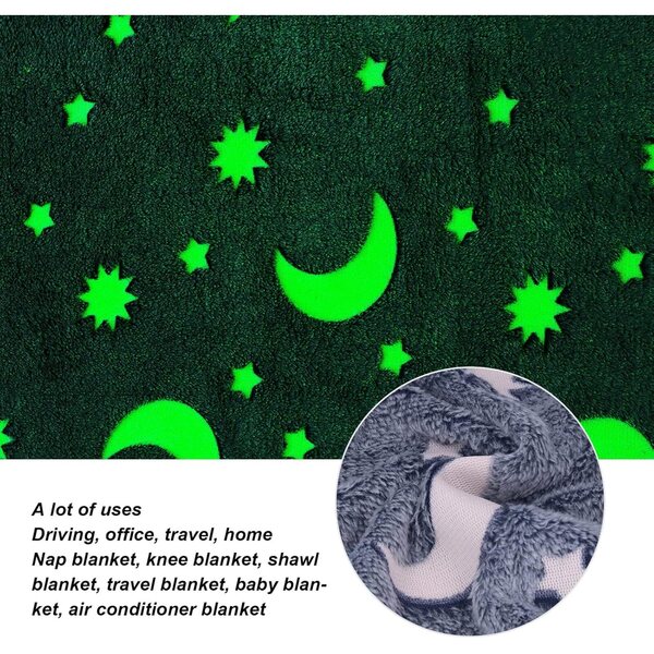 Coperta luminosa in poliestere 1,52x1 m da bambino, morbida e calda grigio blu