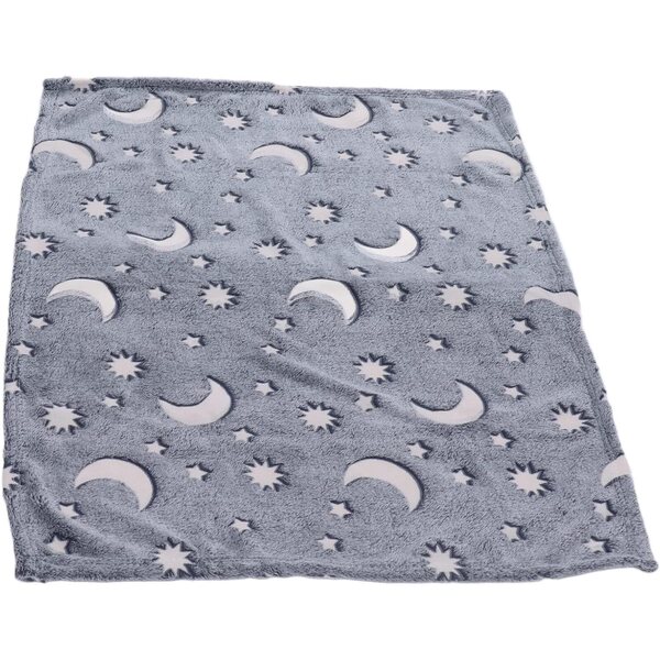Coperta luminosa in poliestere 1,52x1 m da bambino, morbida e calda grigio blu