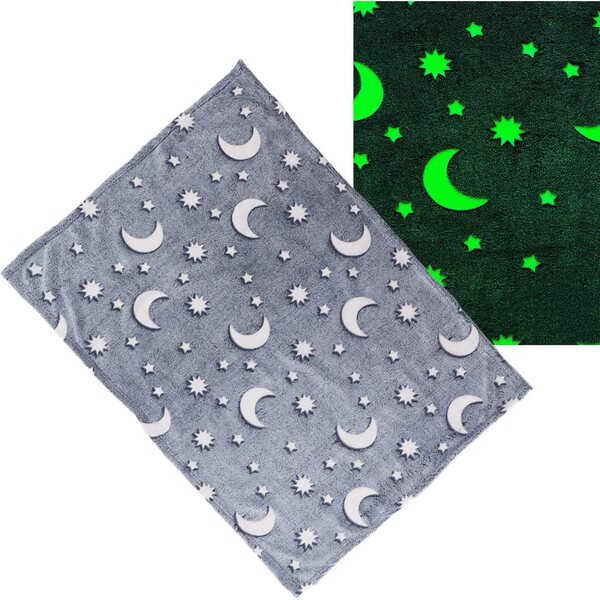 Coperta luminosa in poliestere 1,52x1 m da bambino, morbida e calda grigio blu