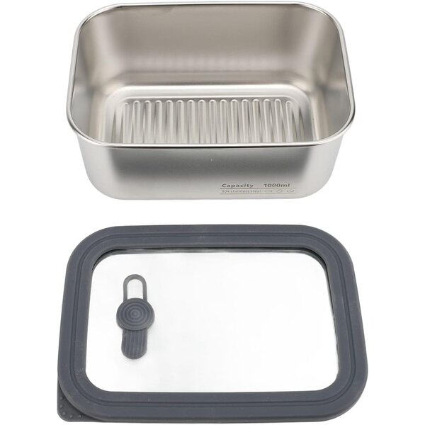 Fabater Set 3 Contenitori Pranzo in Acciaio Inox 304 con Coperchio Ermetico in Vetro