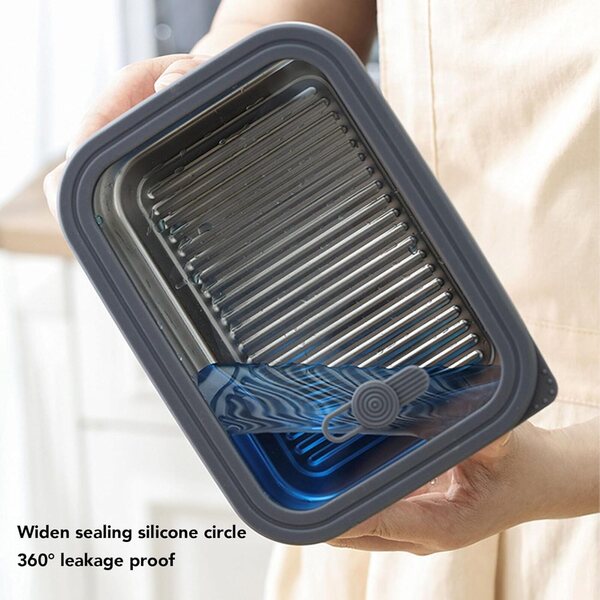 Fabater Set 3 Contenitori Pranzo in Acciaio Inox 304 con Coperchio Ermetico in Vetro