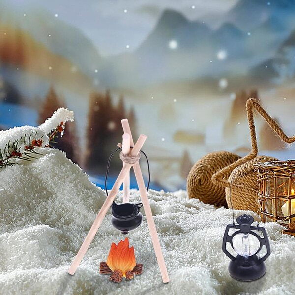 Falò decorativo realistico in miniatura per casa delle bambole, 25x35 cm in polipropilene