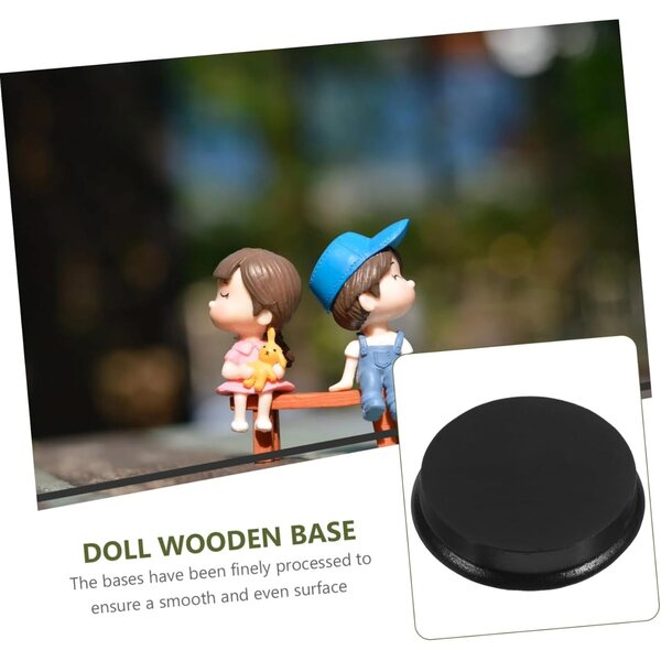 PRETYZOOM Set 3 Basi Rotonde in Legno per Mini Bambole e Action Figure 11x10 cm