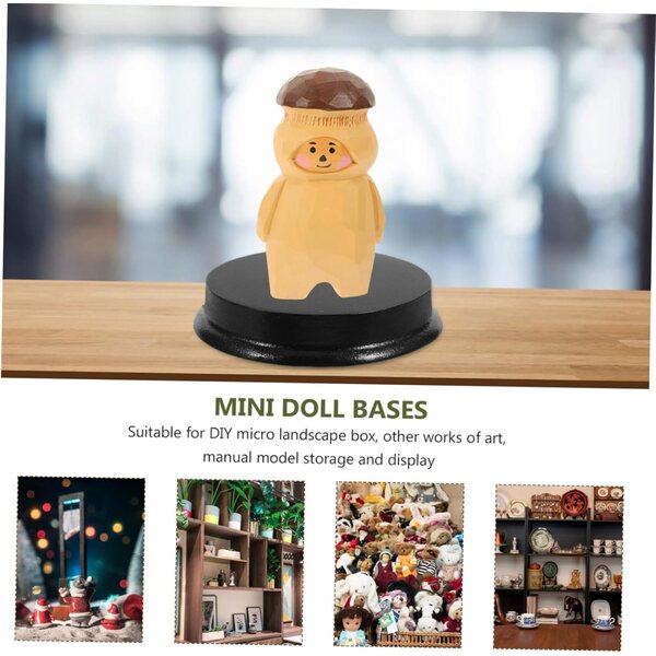 3pz Basi Circolari Nere in Legno per Miniature, Bambole e Action Figure | Supporti Eleganti