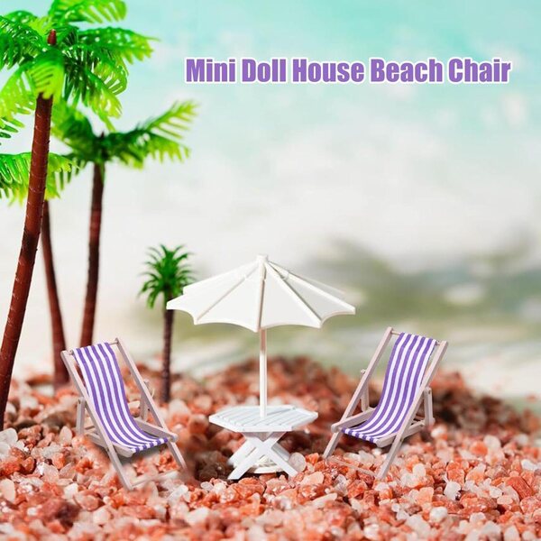 Sedia da Spiaggia Pieghevole in Miniatura per Decorazioni Casa e Giardino