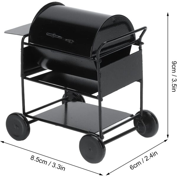 Mini Barbecue per Casa delle Bambole con Accessori, Metallo e Resina, Scala 1:12