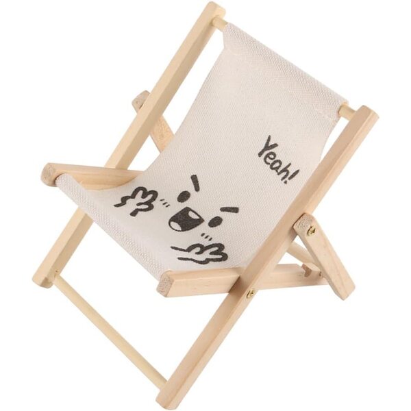 Mini dekorativer weißer klappbarer Strandstuhl aus Holz für das Puppenhaus