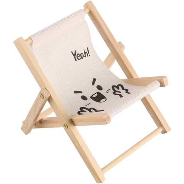 Mini dekorativer weißer klappbarer Strandstuhl aus Holz für das Puppenhaus