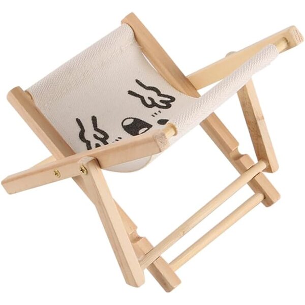 Mini dekorativer weißer klappbarer Strandstuhl aus Holz für das Puppenhaus