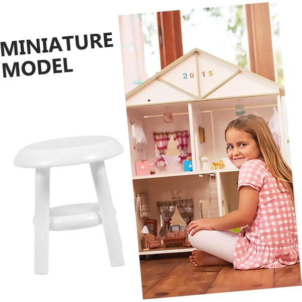 VICASKY 5 Mini-Hocker aus weißem Holz für Puppenhäuser – realistische und kreative Dekoration