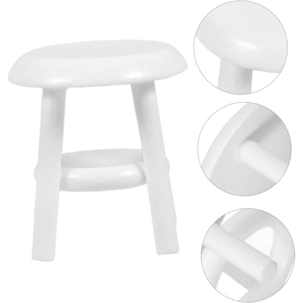 VICASKY 5 Mini-Hocker aus weißem Holz für Puppenhäuser – realistische und kreative Dekoration