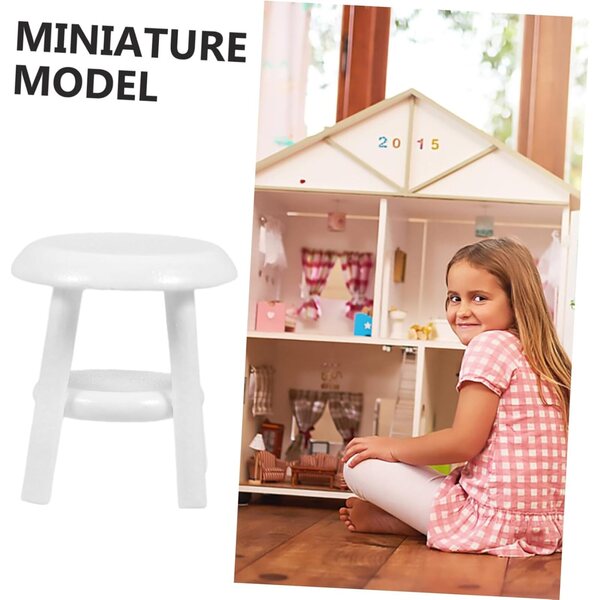 VICASKY 3 Stück Mini-Holzhocker für Puppenhaus, realistische Dekorationen