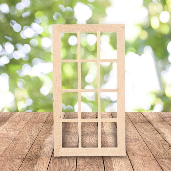 Puppenhaus-Miniaturen 1:12 Fensterläden aus Holz, 12 Fenster, DIY-Zubehör