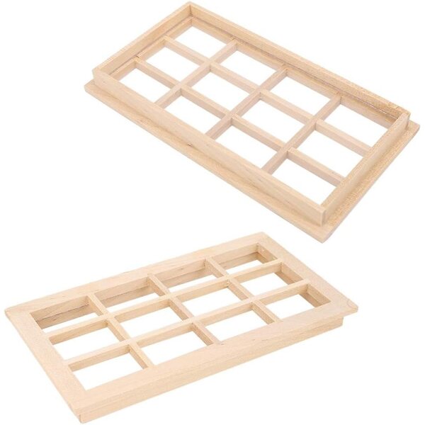 Puppenhaus-Miniaturen 1:12 Fensterläden aus Holz, 12 Fenster, DIY-Zubehör