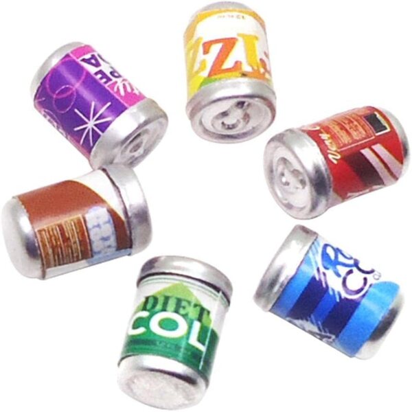 Set 6 Bottiglie Miniature per Casa delle Bambole 1/12 Decorazione Bibite e Succhi