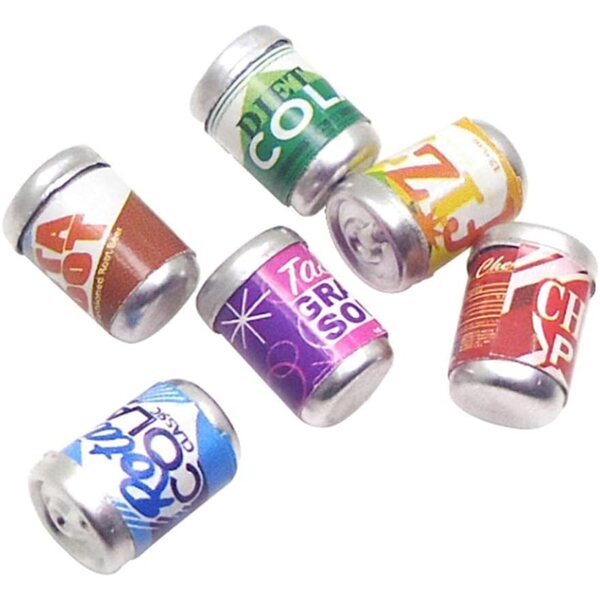 Set 6 Bottiglie Miniature per Casa delle Bambole 1/12 Decorazione Bibite e Succhi