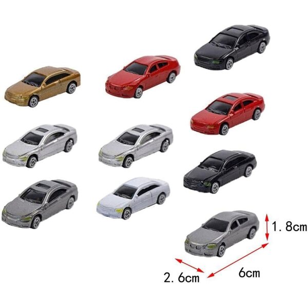 Set 10 Modelli Auto Scala 1:75 EHJRE per Modellismo TT - Colori Assortiti