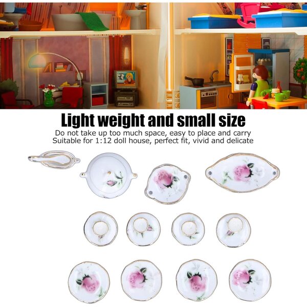 1:12 Miniatur-Porzellan-Teetassen-Set für Puppenhaus-Dekoration