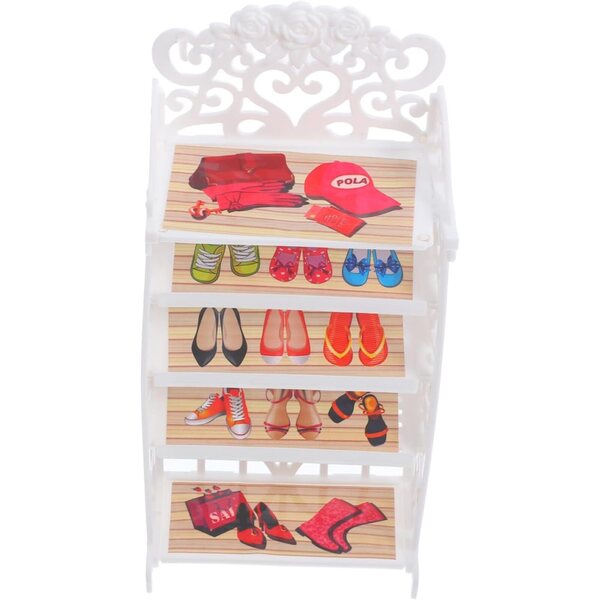 VICASKY Mini scarpiera in plastica bianca per casa delle bambole, set da 3 pezzi