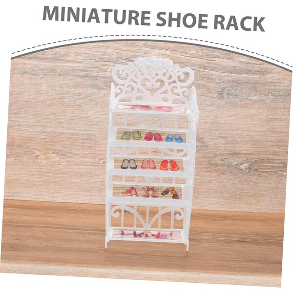 VICASKY Mini scarpiera in plastica bianca per casa delle bambole, set da 3 pezzi